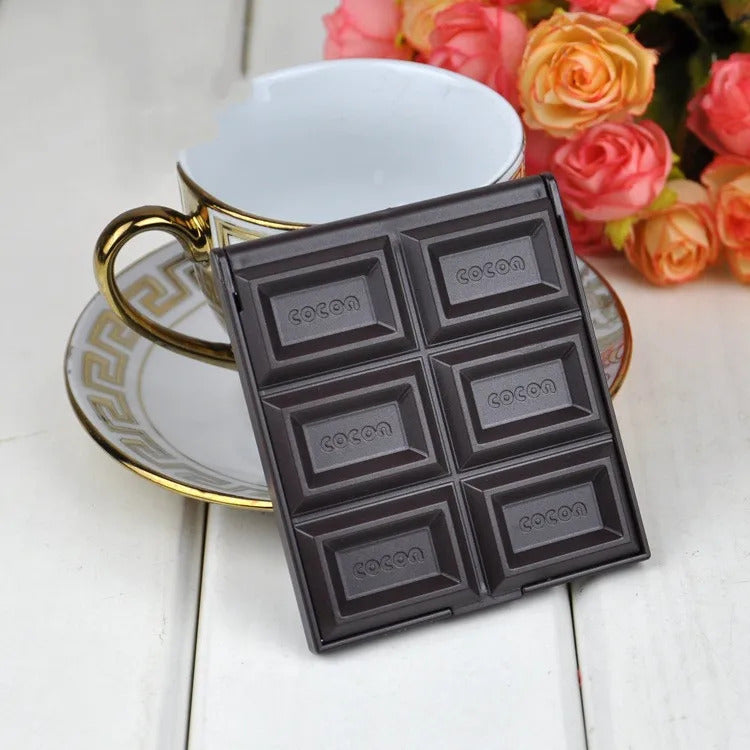 CASHOU78  Pcs Foldable Lovely Mini Makeup Mirror Chocolate Cookie Shaped Square Pocket Mirror Glass for Women Girl