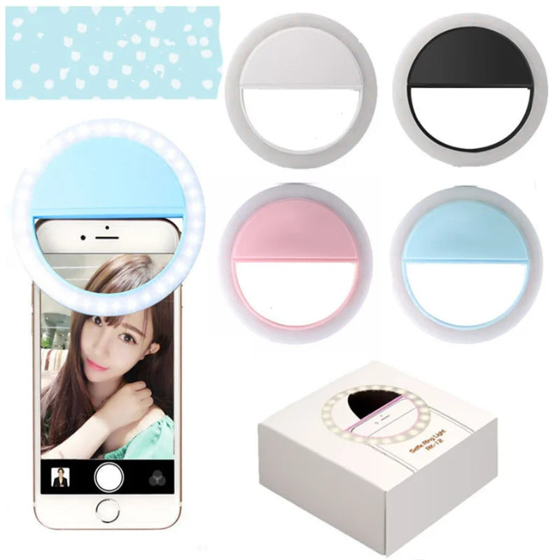 DA23  Mobile Phone Light Clip Selfie LED  Auto Flash for Cell Phone Selfie Flashlight Makeup Mirror Smartphone Round Portable