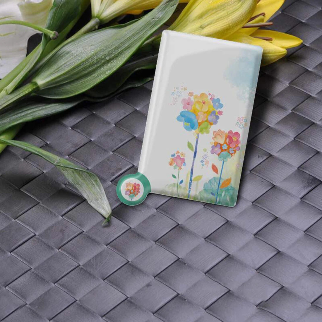 TSHOU544 Cosmetic Stainless Steel Unbreakable Makeup Mirror Shatter-Proof Portable Travel PU Leather Sleeve Pocket Card Mirror
