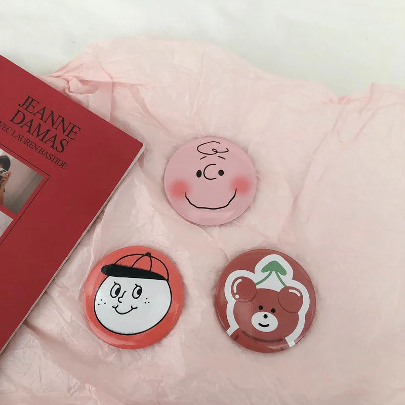 TSHOU763 Mini Portable Makeup Mirror Cartoon Pattern Compact Pocket Cosmetic Mirror Cute Round Mirrors Beauty Skin Care Tools