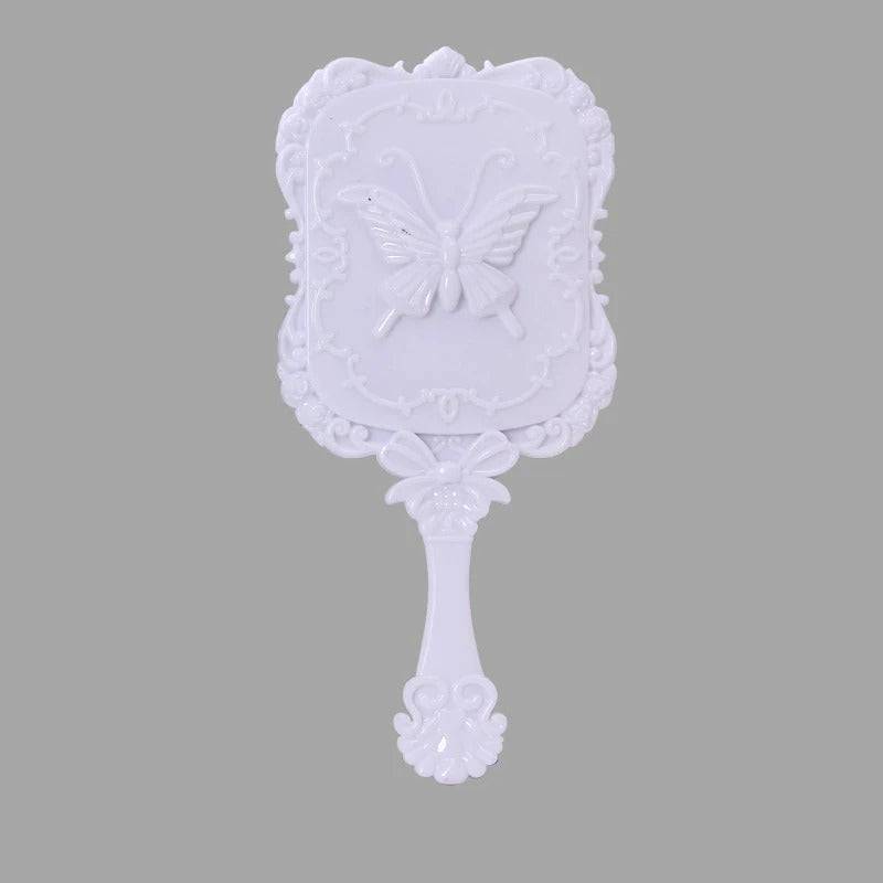 CX371 Plastic mirror retro butterfly carving dressing mirror small gift handle makeup mirror 12.5*5.5cm