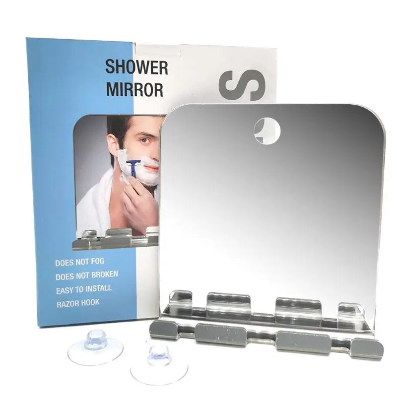 TSHOU898  Portable Bathroom Shower Fog Free Travel Mirror Washroom Shaving Suction Cup U2JD