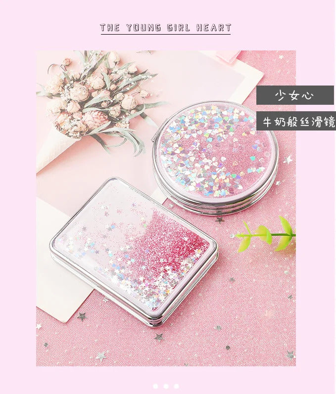 TSHOU601  Marble Pattern Portable Double Sided Mirror