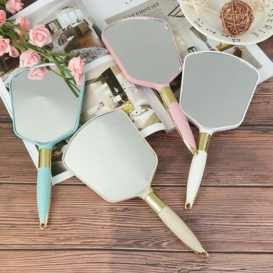 tshou533 Plastic Vintage Hand Makeup Mirrors Makeup Vanity Mirror Rectangle Hand Hold Cosmetic Mirror With Handle For Gift