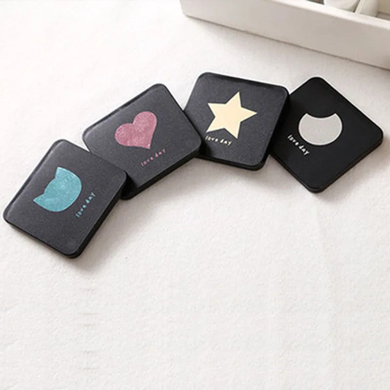 TSHOU384 Mini Square Makeup Mirror Portable Hand Mirror Double-sided Makeup Vanity Mirror Foldable Compact Mirror Pocket Cosmetic