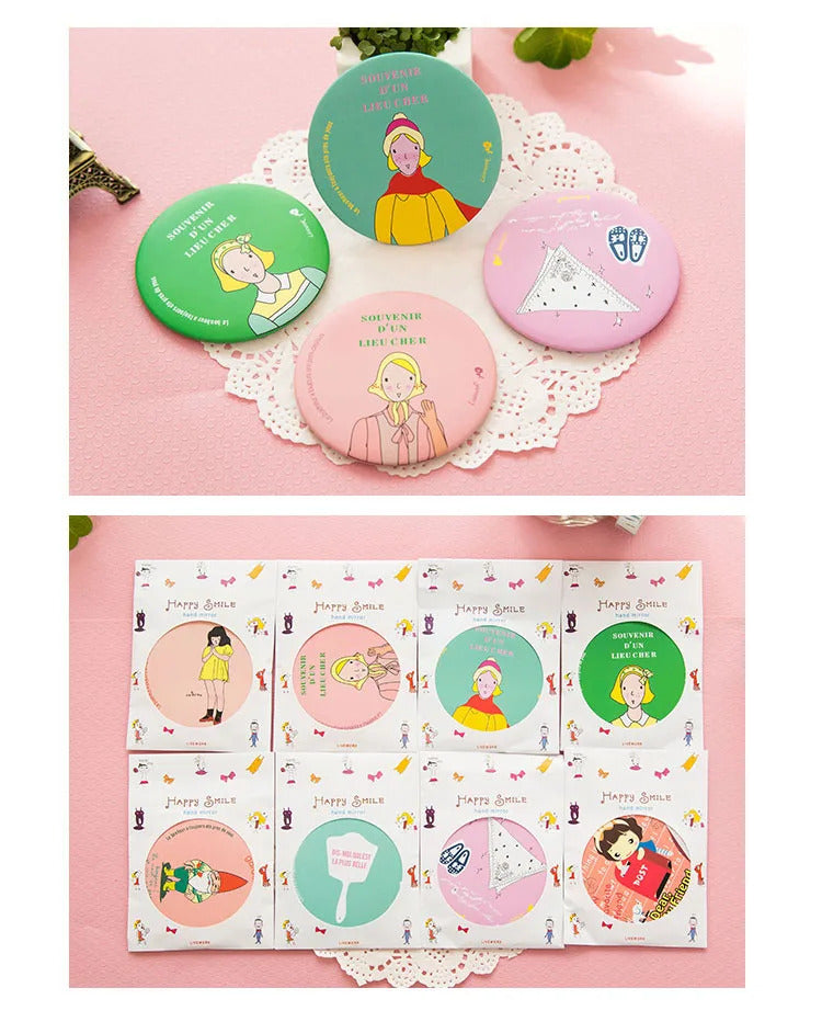 TSHOU841 Cartoon Anti-fall Portable Small Mirror Cute Girls Makeup Mirror Pocket Mirror For Beauty Tools Mini Mirror Cosmetics