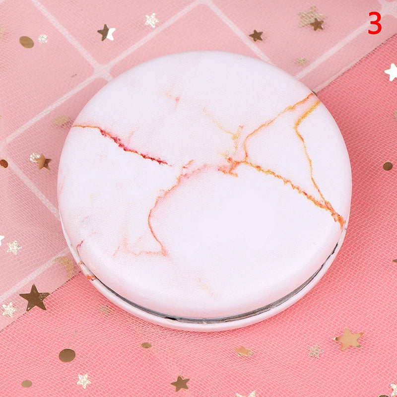 CSHOU347 Marble Pattern Portable Double Sided Mirror Foldable Pocket Makeup Mirror Women Girls Beauty Cosmetic Compact Mirrors