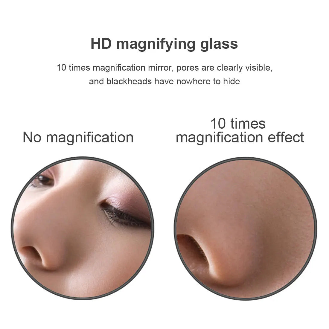 TSHOU1158 Portable Vanity Mini Pocket Round Makeup Magnifying Mirror With Two Suction Cups Compact Cosmetic Mirror Tool 5X 10X
