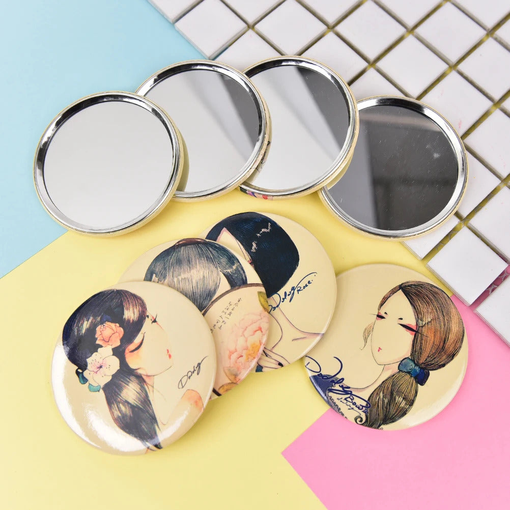 L437 Lovely portable  Mini Pocket Makeup Mirror Cosmetic Compact Mirrors color random 1PCS 7cm
