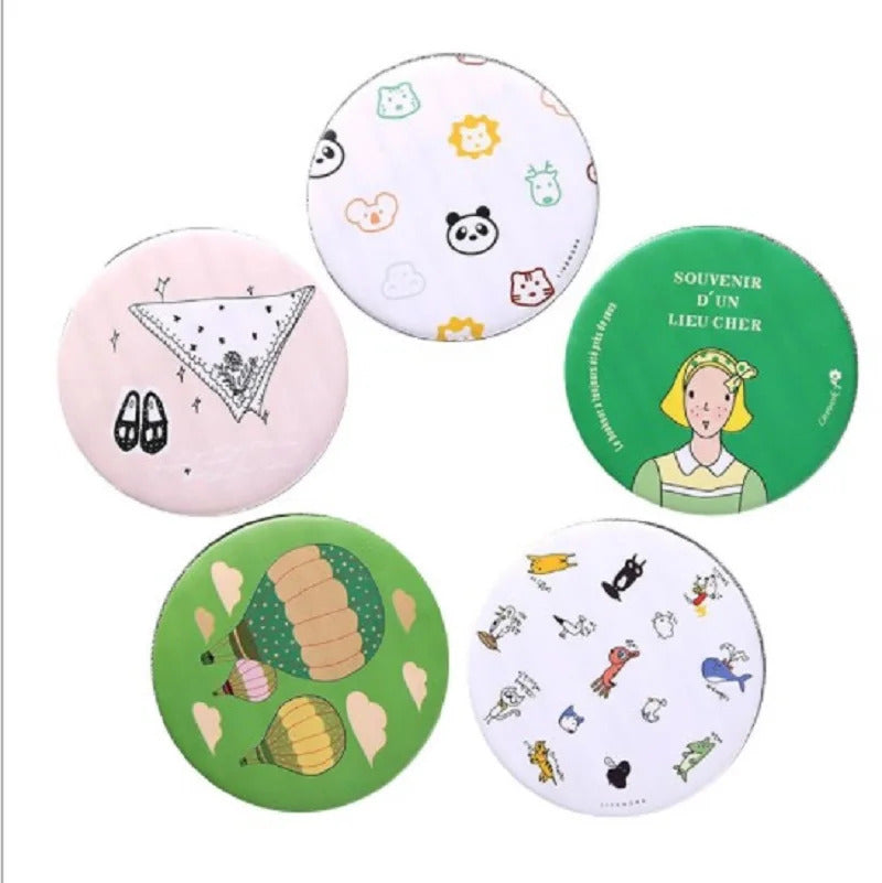 CX361  Lady Portable MIni Makeup Mirror Cute Cartoon Pattern Portable Compact Pocket Mirror Women Mini Cosmetic Mirror For