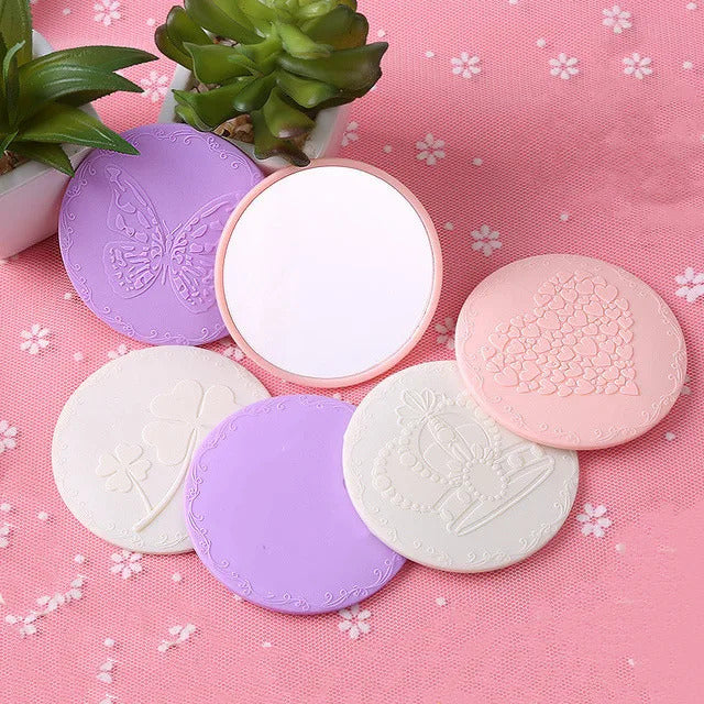 TSHOU682 Cute 1pcs Mini Pocket Makeup Mirror Cosmetic Compact Metal Mirrors Color Random Dia 7cm