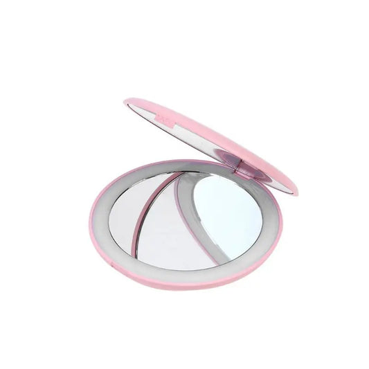 TSHOU1014  LED Lighted Mini Circular Makeup Cosmetic Mirror Foldable 10X Magnifying Round Lighting Mirrors Compact Travel U2JD