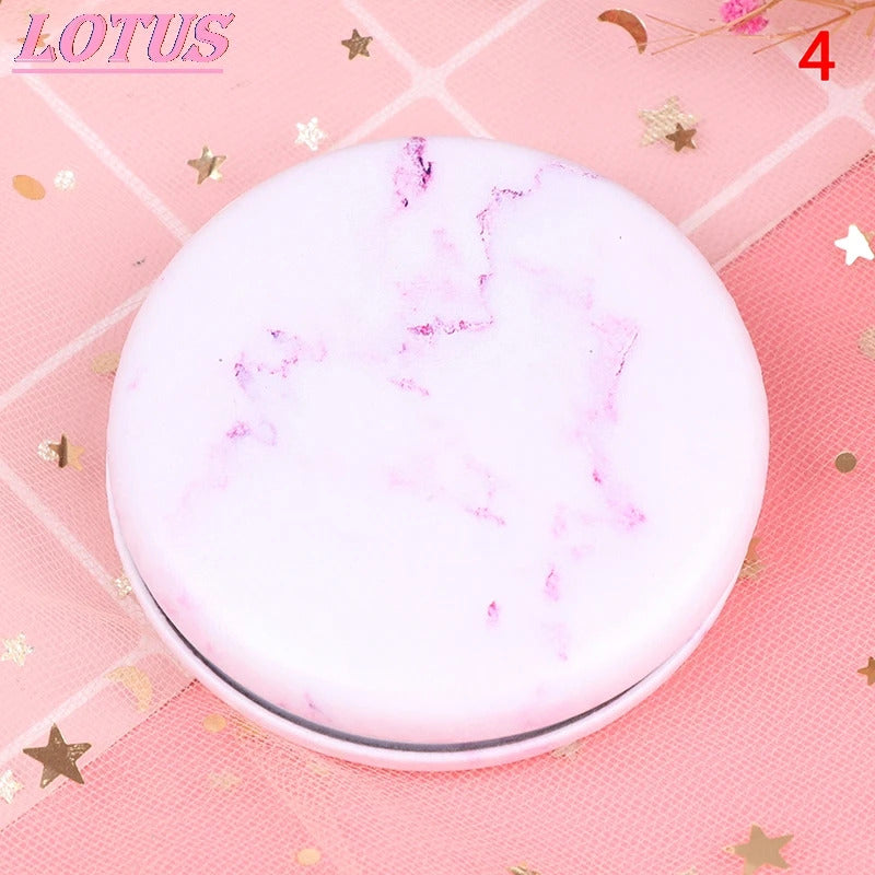 TSHOU972 Marble Pattern Portable Double Sided Mirror Foldable Pocket Makeup Mirror Women Girls Beauty Cosmetic Compact Mirror