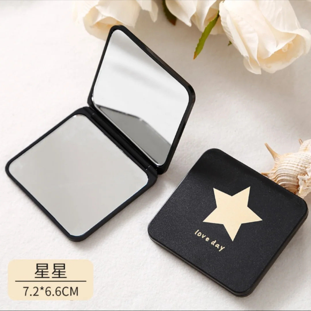 CASHOU237 Mini Square Makeup Mirror Portable Hand Mirror Double-sided Makeup Vanity Mirror Foldable Compact Mirror
