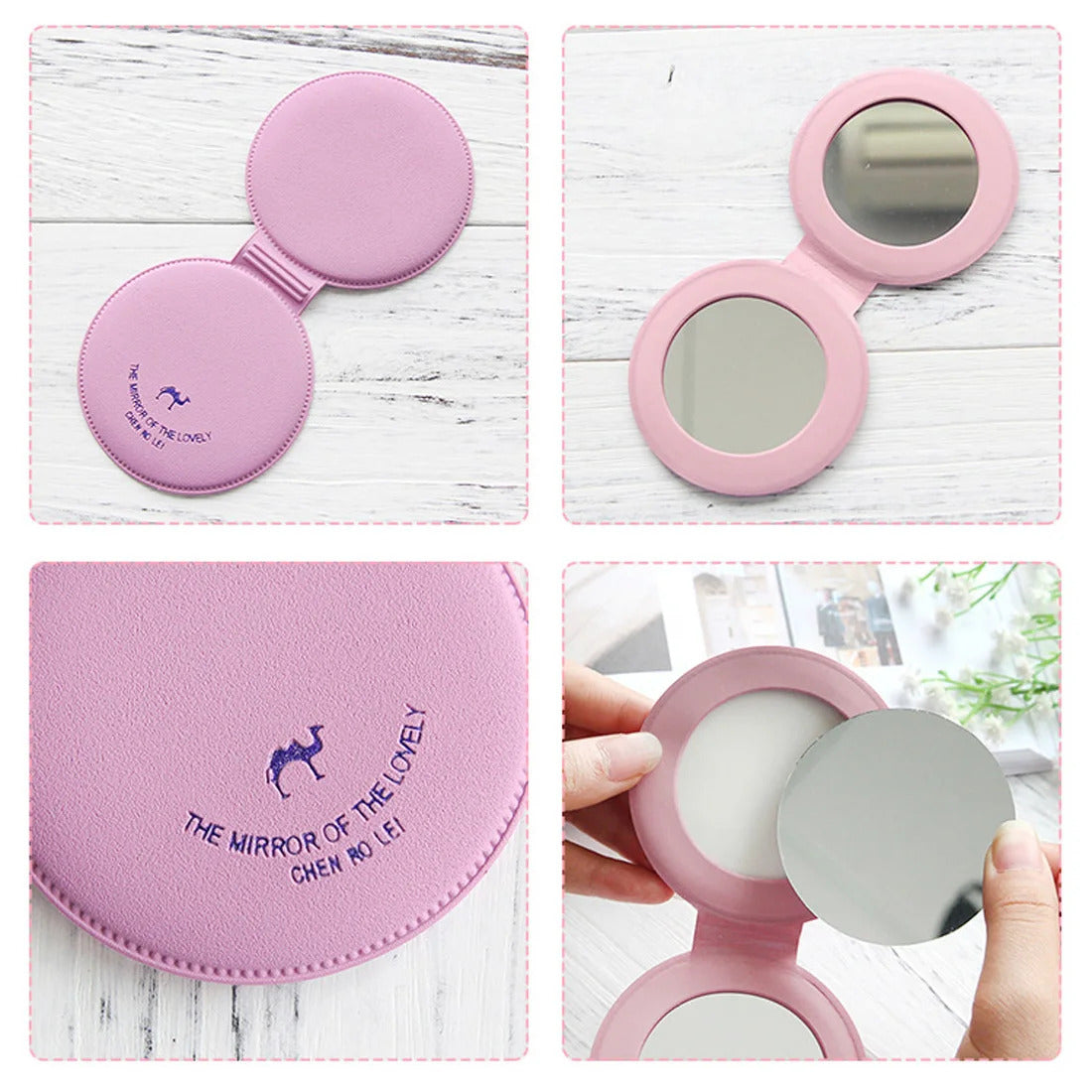CASHOU154 Cute Makeup Mirror Women Foldable Makeup Mirrors Tool Lady Cosmetic Hand Folding Portable Compact Pocket Mirror