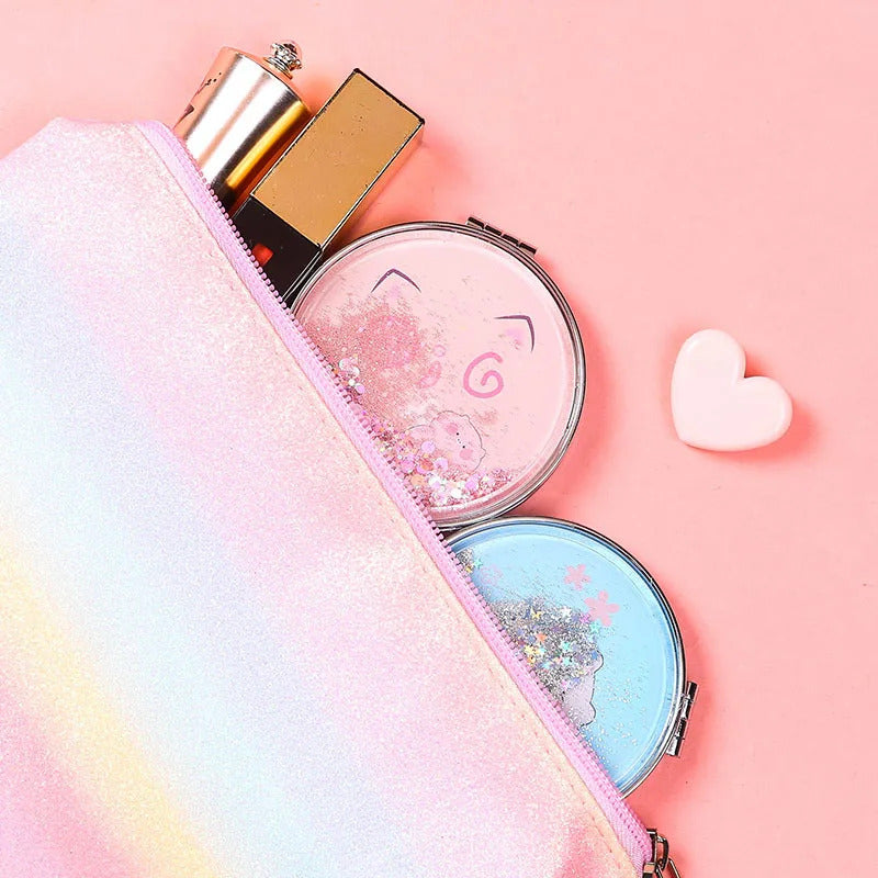 FEN74 Quicksand Makeup Mirror Cute Pocket Mirror Makeup Vanity Portable Foldable Vanity Mirror Hand Mirror Compact Mirrors