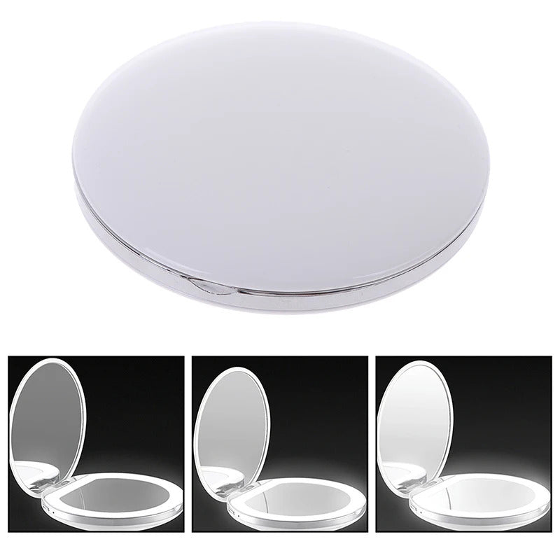 L131 Travel Portable Lighting Magnifying Mirror New Foldable LED Light Mini Makeup Mirror Compact Cosmetic Mirror
