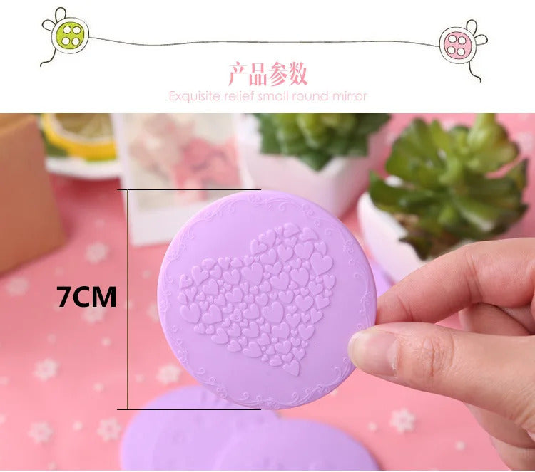 TSHOU682 Cute 1pcs Mini Pocket Makeup Mirror Cosmetic Compact Metal Mirrors Color Random Dia 7cm