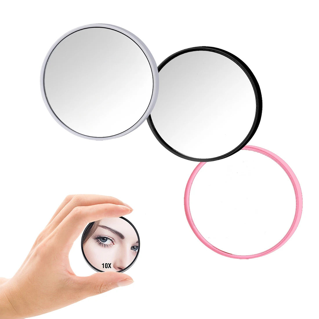 L114 Small  Makeup Mirror Touch Screen 10 Times Suction Cup Magnifying Glass Small Round Mirror Portable Mini Makeup Mirror