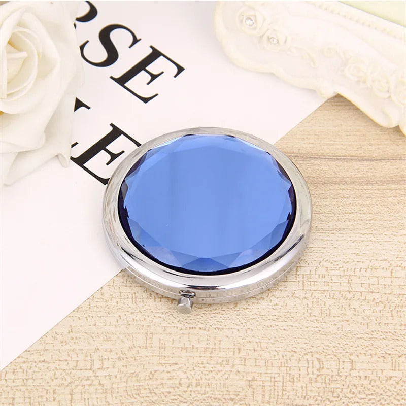 L393 Luxury Crystal Makeup Mirror Portable Round Folded Compact Mirrors Gold Silver Pocket Mirror Making Up for Personalized
