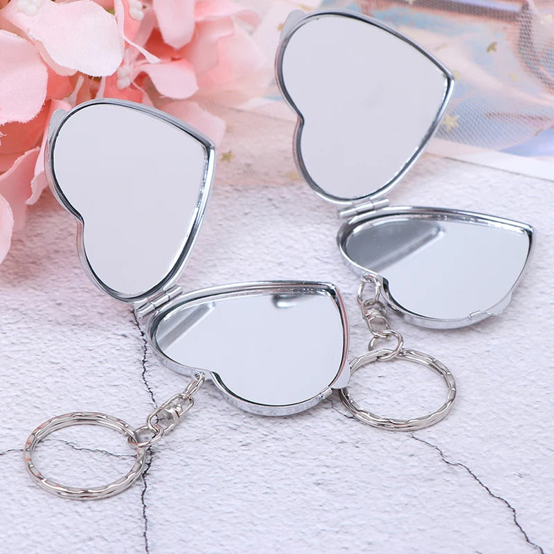 TSHOU907 Portable Two-side Folding Make Up Mirror Mini Makeup Compact Key Chain Pocket  Mirror Women  Cosmetic Mirrors Key Ring
