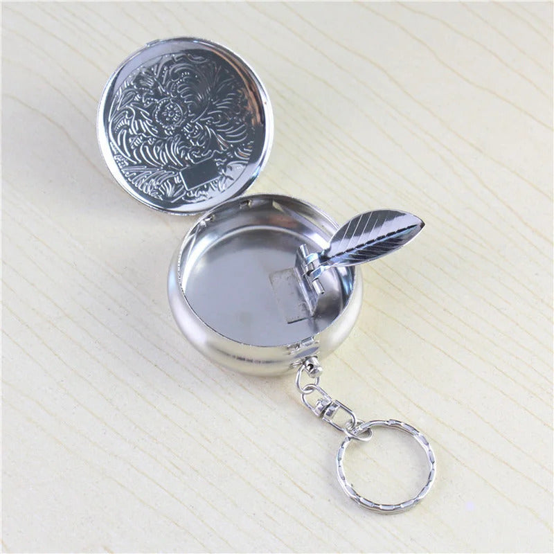 PY179 Portable Makeup Mirror with Ashtray Makeup Mirror Tobacco Ash Storage Box Metal Car Portable Ashtray Mini Ashtray with