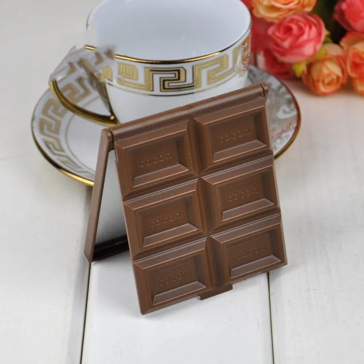 CASHOU78  Pcs Foldable Lovely Mini Makeup Mirror Chocolate Cookie Shaped Square Pocket Mirror Glass for Women Girl