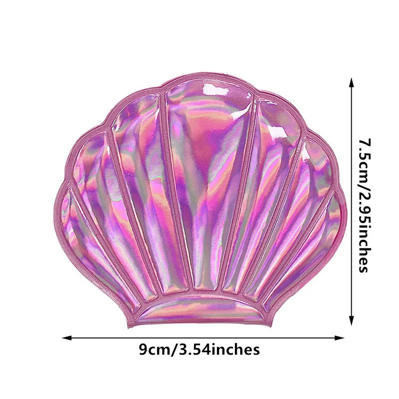 L347 Shell Shape Makeup Mirror 2X Magnifying Mirror Portable Makeup Vanity Foldable Laser Pocket Mirror Cosmetic Hand Compact