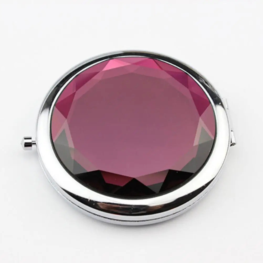 TSHOU1074 Crystal Metal Pocket Mirror Makeup Fold Round Crystal Compact Mirror Portable Cute Personalized Gifts