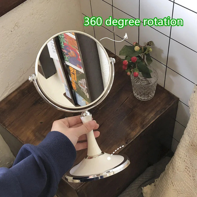 L248 Stand Makeup Compact Mirror Magnification Tabletop Vanity Table Round Mirror Double Sided Makeup Tool