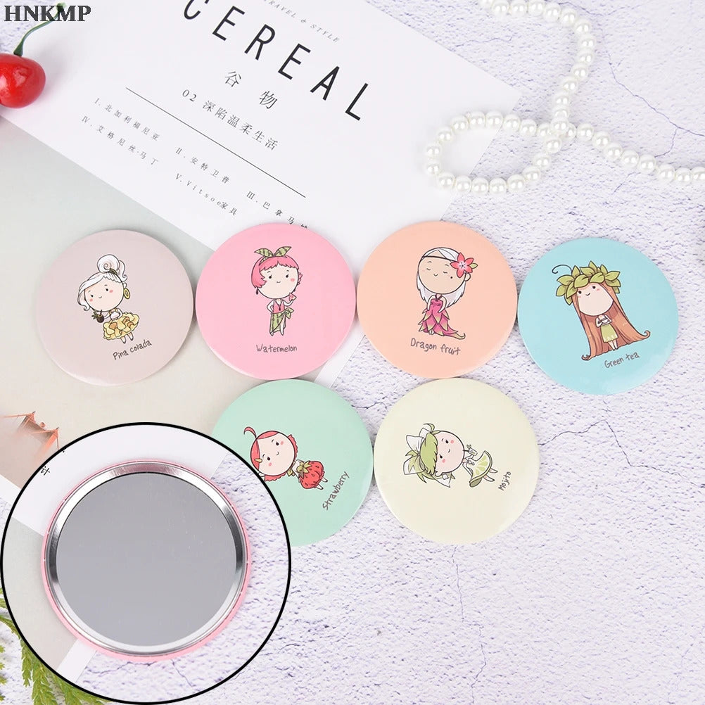 TSHOU706 Fashion Lady Portable Makeup Mirror Cartoon Pattern Portable Compact Pocket Cosmetic Mirror Mini Cute Small Creative