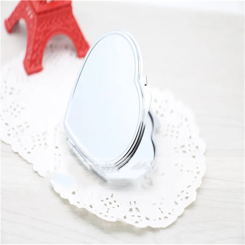 CASHOU159 Portable Stainless Steel Makeup Mirror Hand Pocket Folded-Side Cosmetic Make Up Double Mirror Small Various Shapes