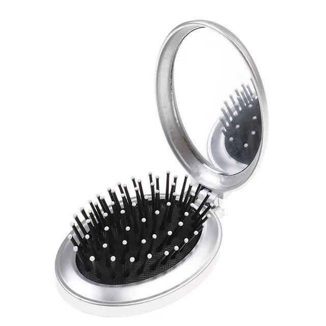 CX182 Massage Folding Mirror with Comb Portable Pocket Small Travel Girl Styling Tools Mini Pocket Mirror Hair Brush with