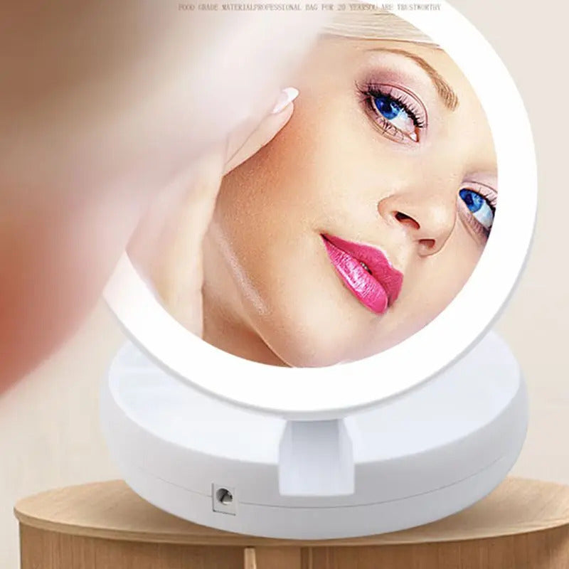 DSHOU291 Double-sided Desktop LED Makeup Mirror with Light Portable Folding Mirrors