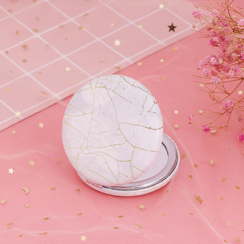 TSHOU931  Marble Pattern Portable Double Sided Mirror Foldable Pocket Makeup Mirror Women Girls Beauty Cosmetic Compact Mirror