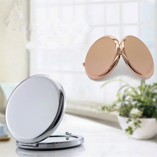 L315 Portable Makeup Mirror Solid Color Metal Round Case Double-Side Pop-Up Pocket Mirror Beauty Accessories Rose Gold