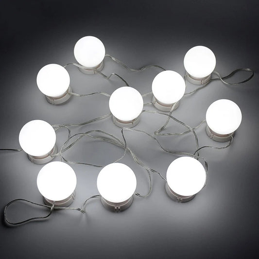 DA26 Makeup Mirror Vanity LED Light 10 Bulbs Kit USB Charging Port Cosmetic Lighted Make up Mirrors Bulb Adjustable Brightness