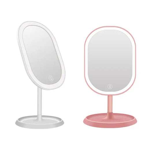 TSHOU959  Lights Desktop Makeup Mirror USB Chargeable 180 Free Degree Rotation Portable Touch Screen Switch Dimmable Tabletop Cosmet