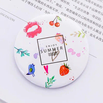 TSHOU797 Lady Portable Makeup Mirror Cute Pattern Portable Compact Pocket Cosmetic Mirrors