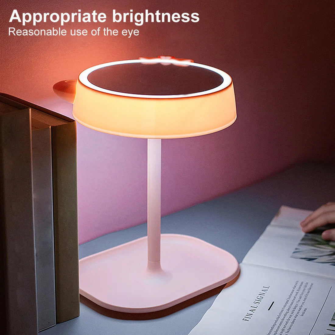 TSHOU511 cat Ear Makeup Mirror With LED Adjustable Light Touch Screen USB LED Make Up Mirror Desk Vanity Cosmetic Storage Mirror