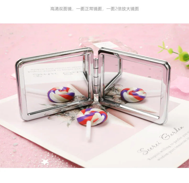 CX722 Hand Mirror Double-sided Mirror Quicksand Sequins Portable Makeup Mirror Travel Size Creative Design Cute Gift for