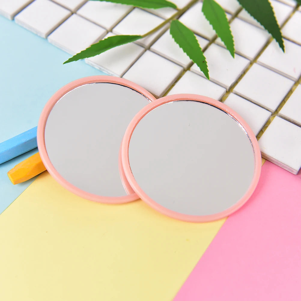 TSHOU698 Pink Cute 1pcs Mini Pocket Makeup Mirror Cosmetic Compact Metal Mirrors Color Random Dia 7cm