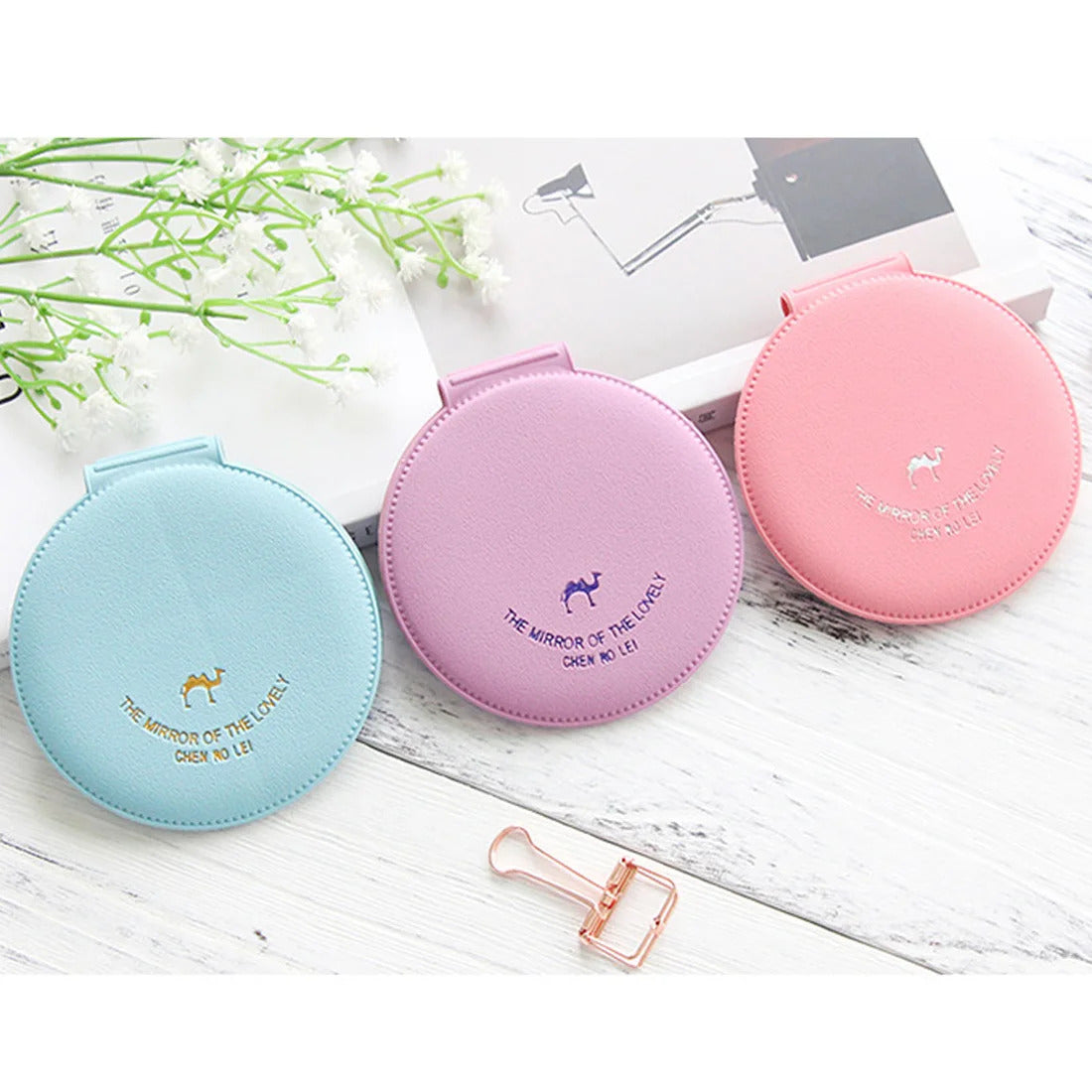 TSHOU523 Cute Makeup Mirror Women Foldable Makeup Mirrors Tool Lady Cosmetic Hand Folding Portable Compact Pocket Mirror