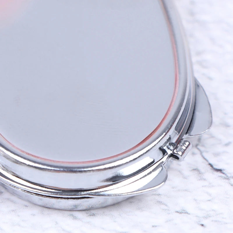DA04 Portable Two-side Folding Make Up Mirror Mini Makeup Compact Key Chain Pocket  Mirror Women  Cosmetic Mirrors Key Ring