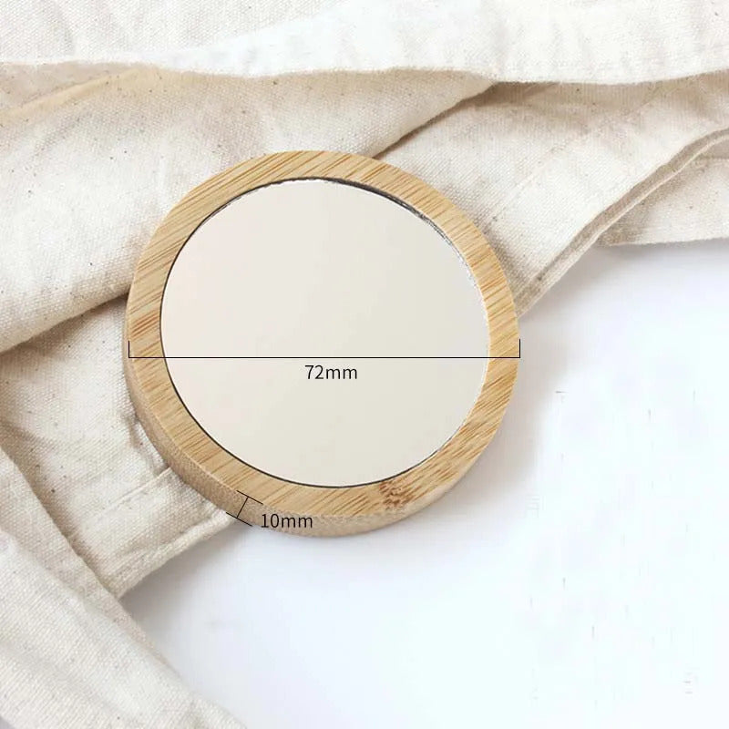 TSHOU518 Makeup Mirror Portable 1pcs Bamboo Cosmetic Mirror Round Portable Mirror Student Beauty Tool Travel Pocket Mirror Purse