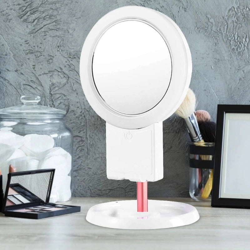 L163  Led Light Makeup Mirror Storage LED Face Mirror Adjustable Touch Dimmer USB Led