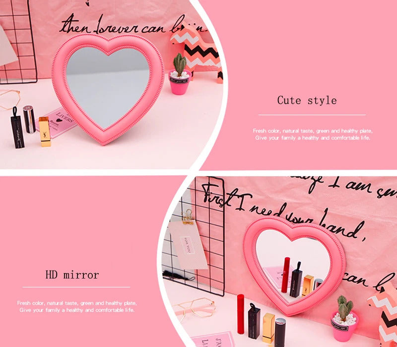 CX660  Love Mirror Desktop Makeup Mirror Wall Mounted Dual-Use Vanity Mirror Girl Room Wall Decoration Heart-Shaped Mirror