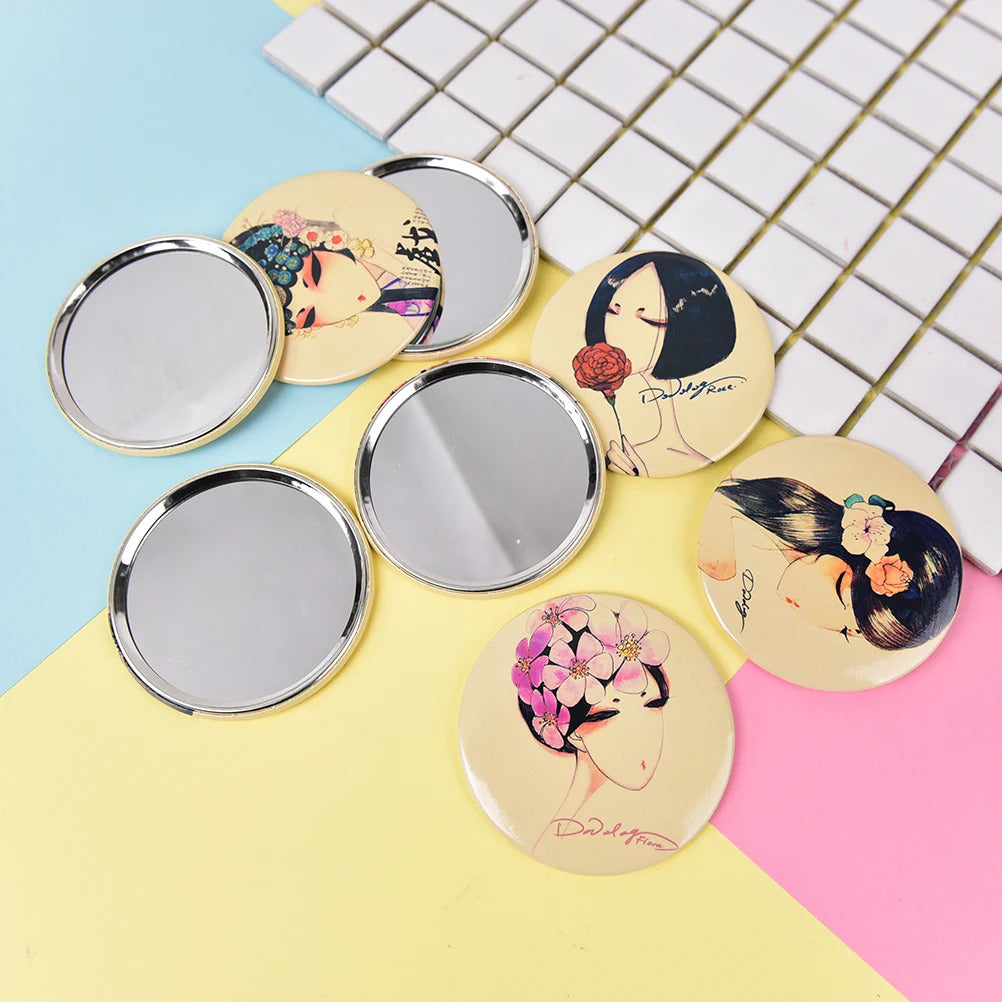 L437 Lovely portable  Mini Pocket Makeup Mirror Cosmetic Compact Mirrors color random 1PCS 7cm