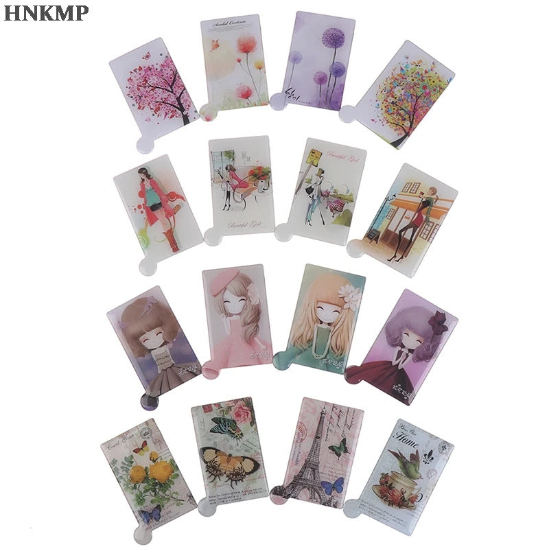 CX703  Portable Shatter Proof Card Style Pocket Cosmetic Mirror PU Leather Cover Stainless Steel Unbreakable Makeup Mirror