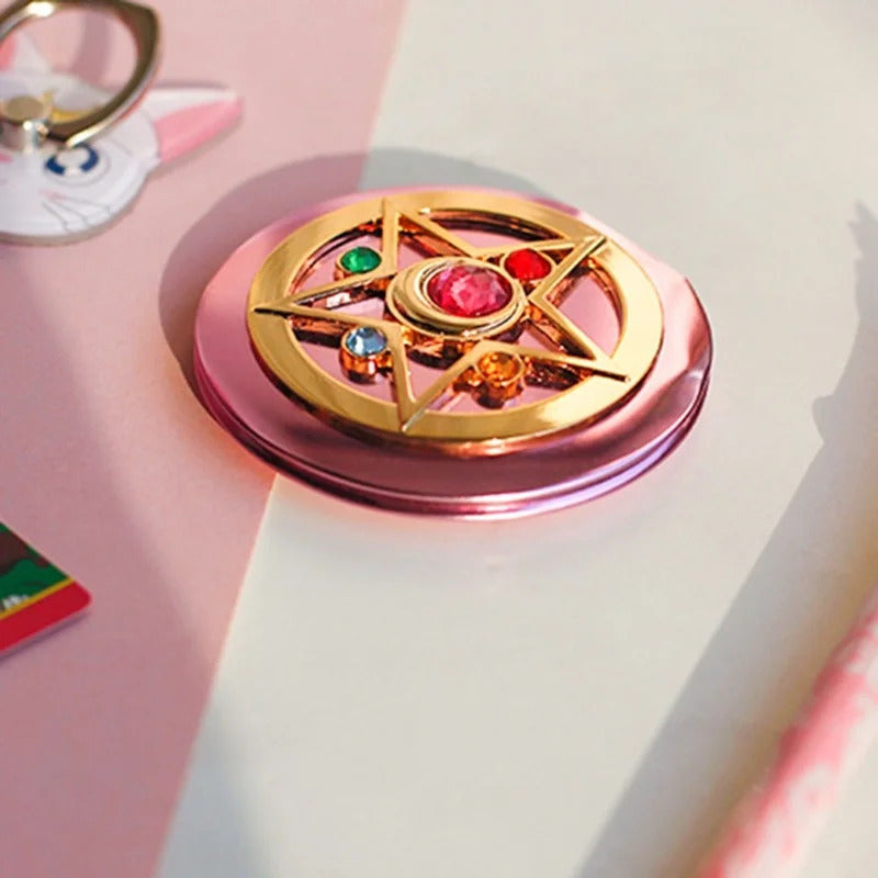 CASHOU50 Foldable Double Mirror Portable Crystal Star Makeup Mirror Pink Cute Anime Mirror Espejo Mirror Led Mirror
